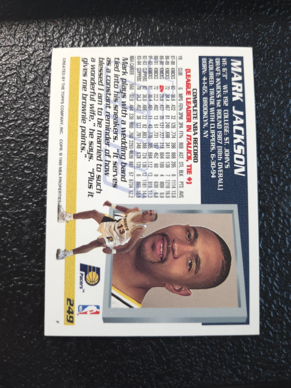 NBA - Mark Jackson - 1994-95 Topps - 249 - SPECTRALIGHT - Indiana Pacers - NM