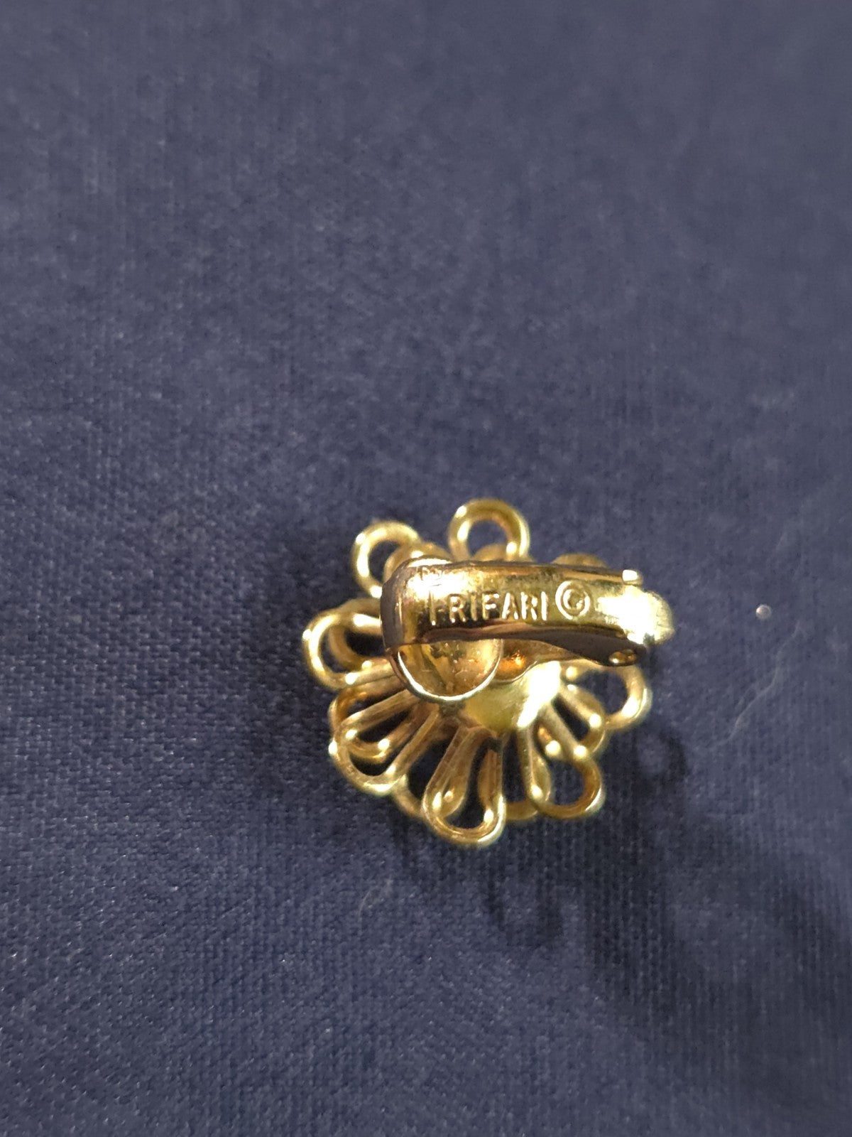 Vintage Estate Jewelry - Trifari Goldtone 3-D Flower Clip Earrings