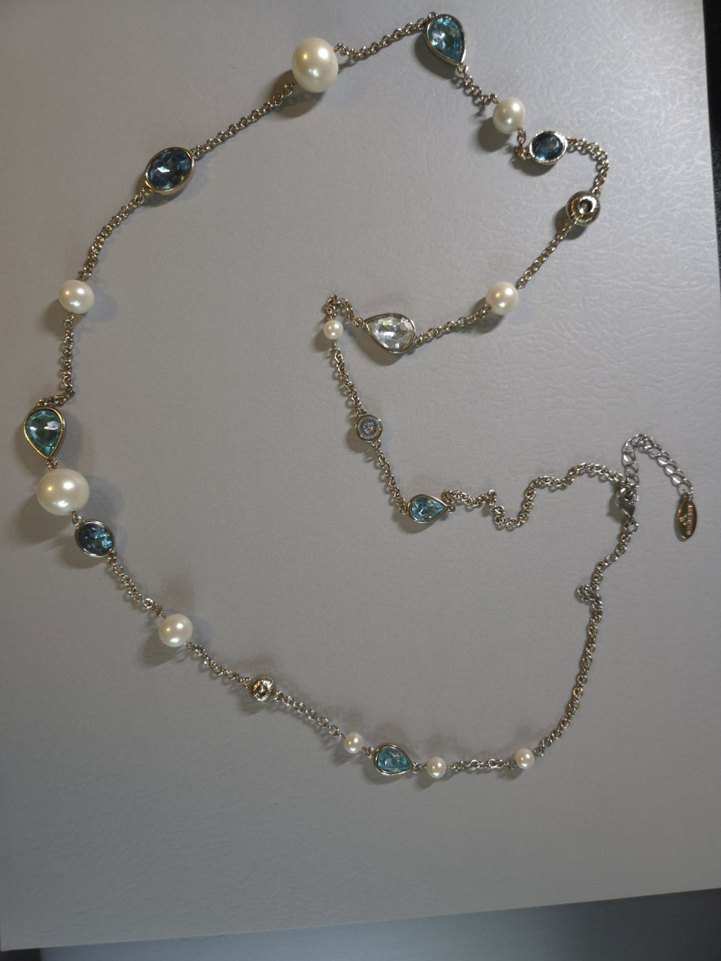 Vintage Estate Jewelry Ann Taylor Silver-tone 33" Necklace With Bluenstone...