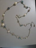 Vintage Estate Jewelry Ann Taylor Silver-tone 33" Necklace With Bluenstone...