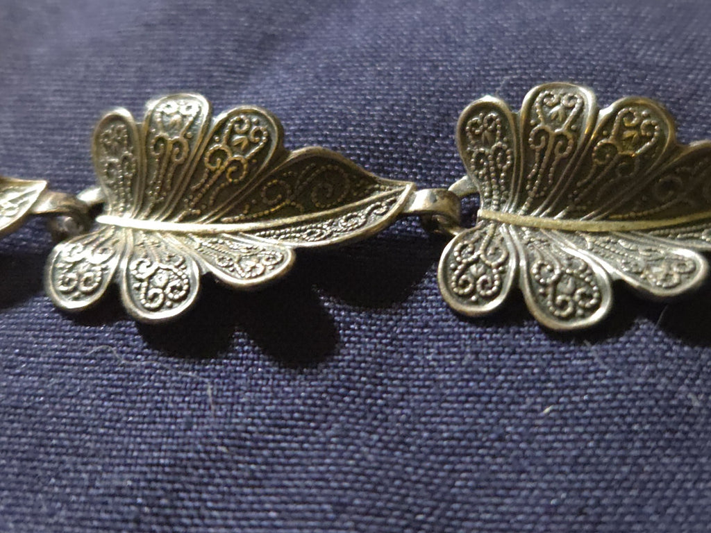 Vintage Estate Jewelry Sterling Silver Leaf Bracelet 7" 0.5 Oz. 925 Silver