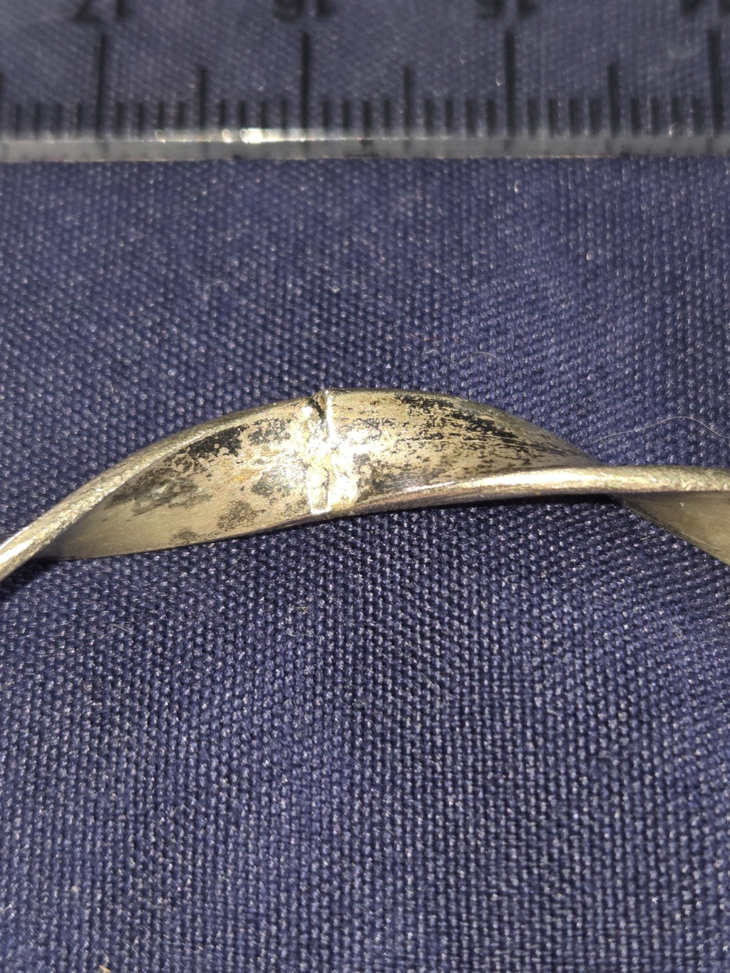 Vintage Estate Jewelry Silver-tone 3 Inch Wide Bangle Bracelet With Patina
