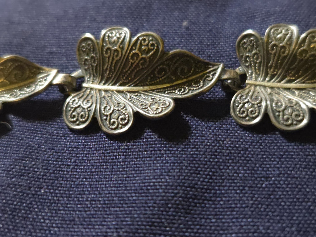 Vintage Estate Jewelry Sterling Silver Leaf Bracelet 7" 0.5 Oz. 925 Silver