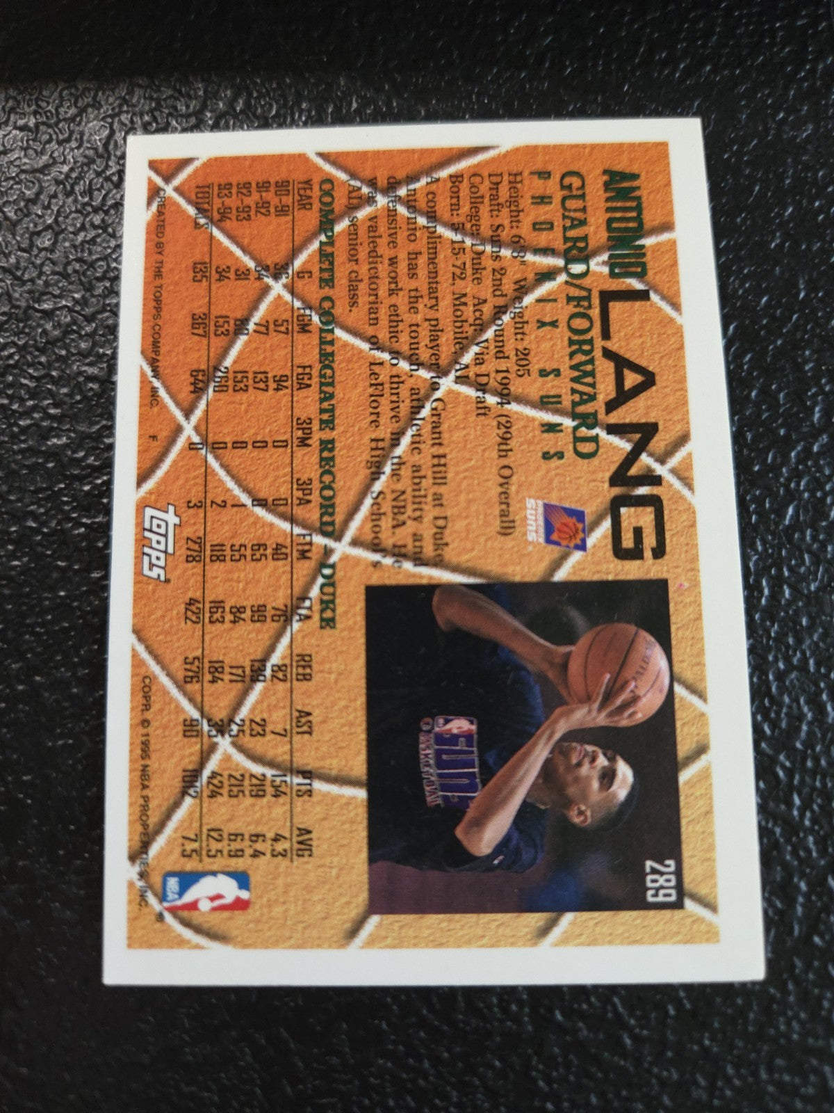 NBA - Antonio Lang - RC - 1994-95 Topps -  #289  - Phoenix Suns