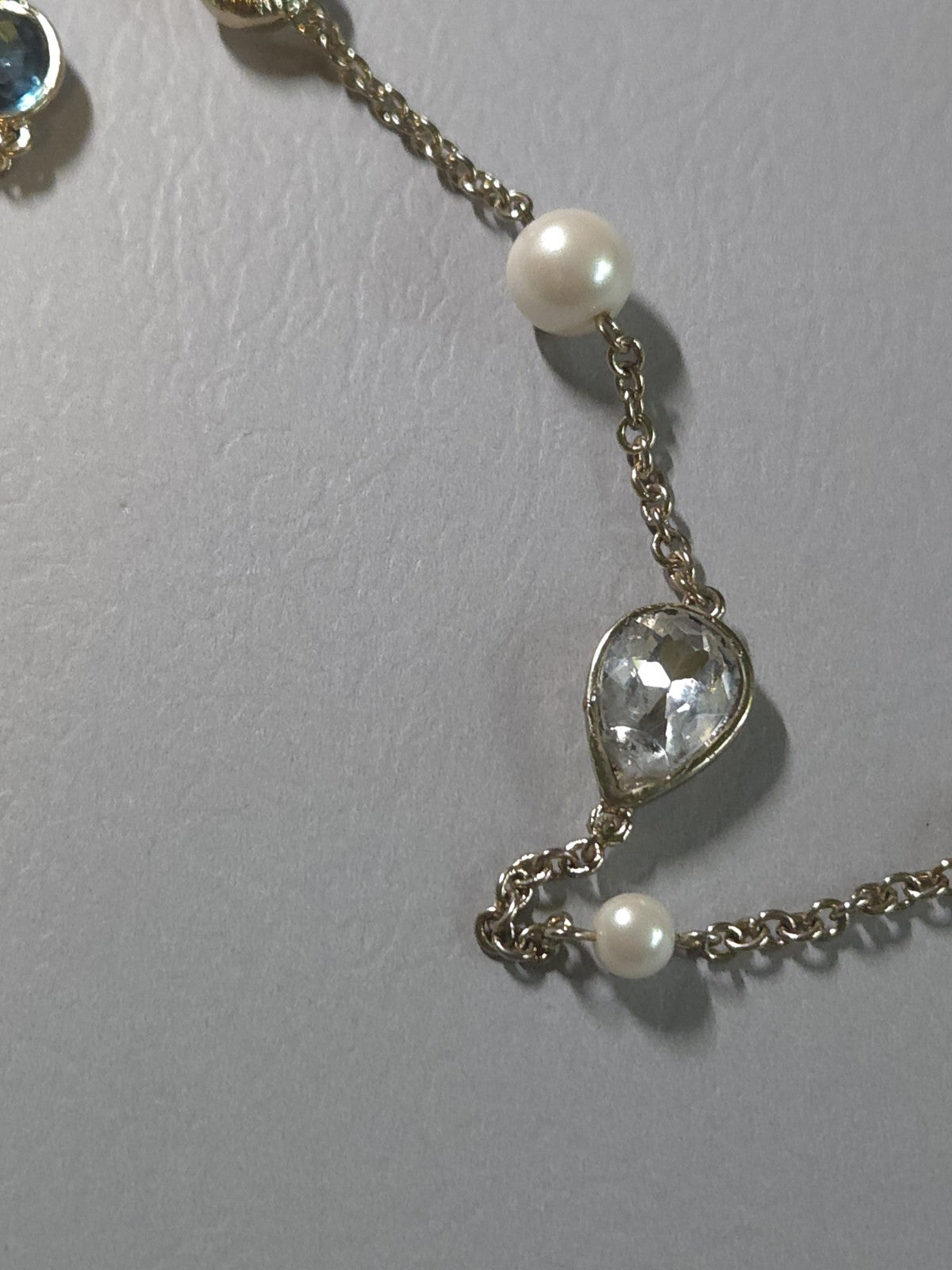Vintage Estate Jewelry Ann Taylor Silver-tone 33" Necklace With Bluenstone...