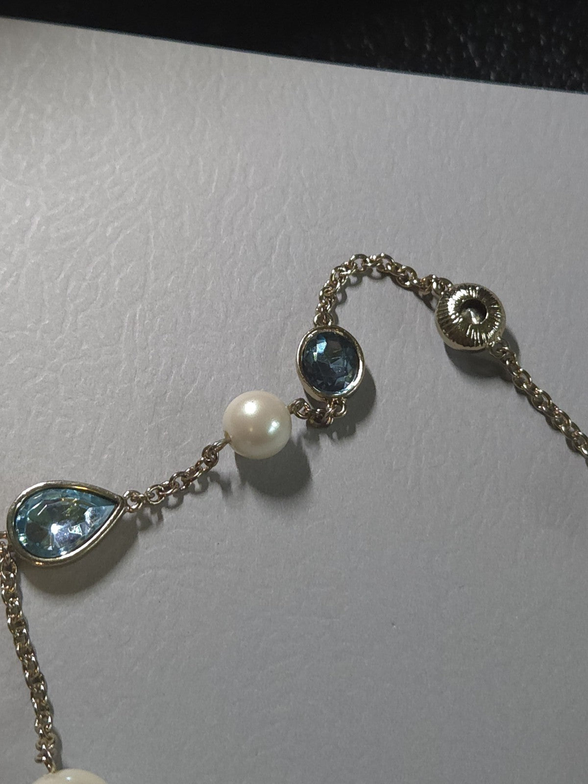 Vintage Estate Jewelry Ann Taylor Silver-tone 33" Necklace With Bluenstone...