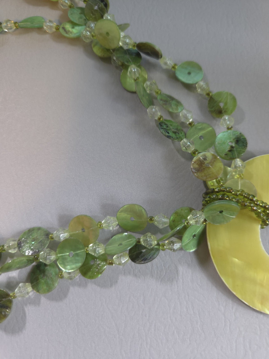 Vintage Estate Jewelry - green glass Multi Strand 22" statement necklace