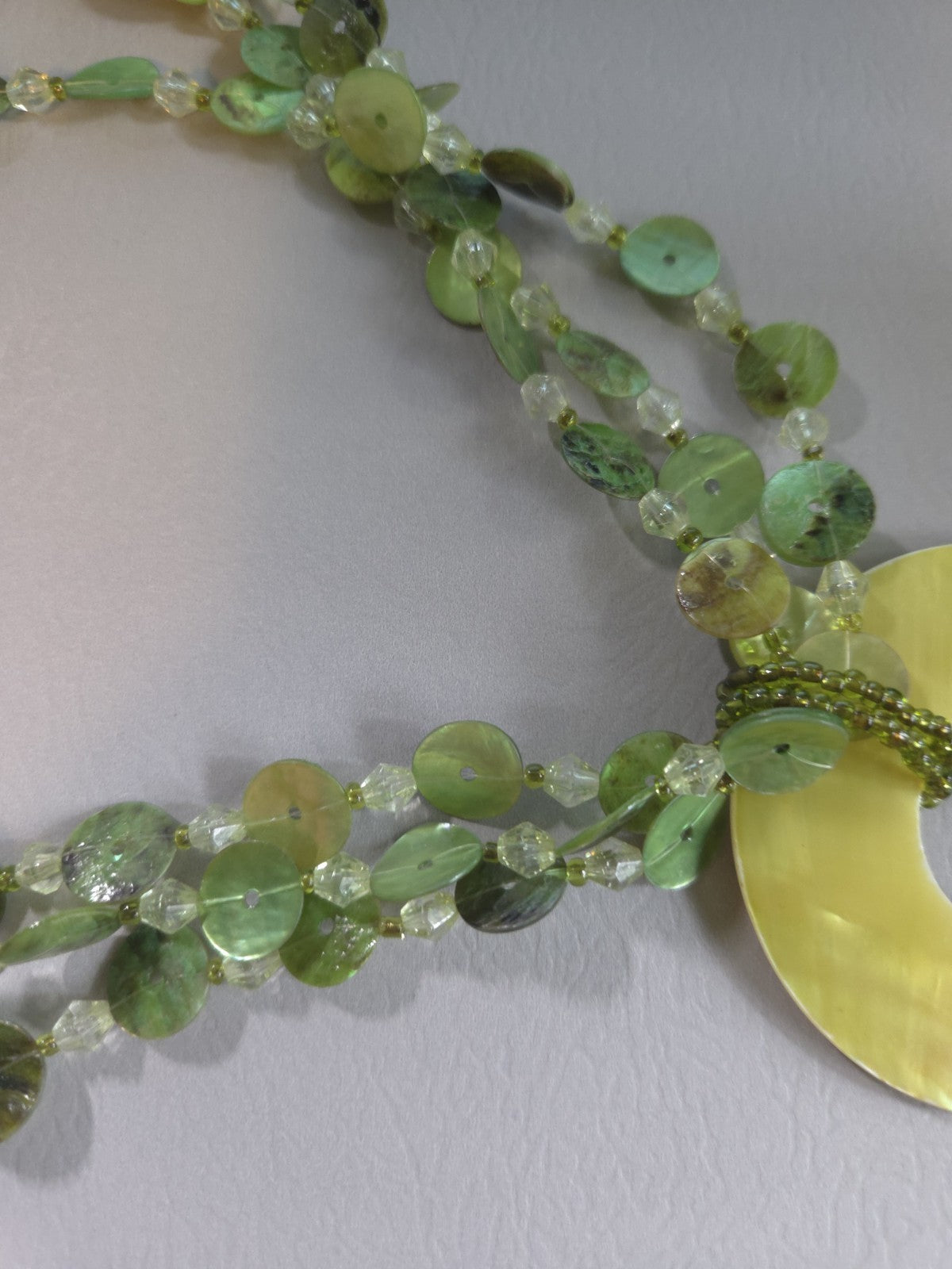 Vintage Estate Jewelry - green glass Multi Strand 22" statement necklace