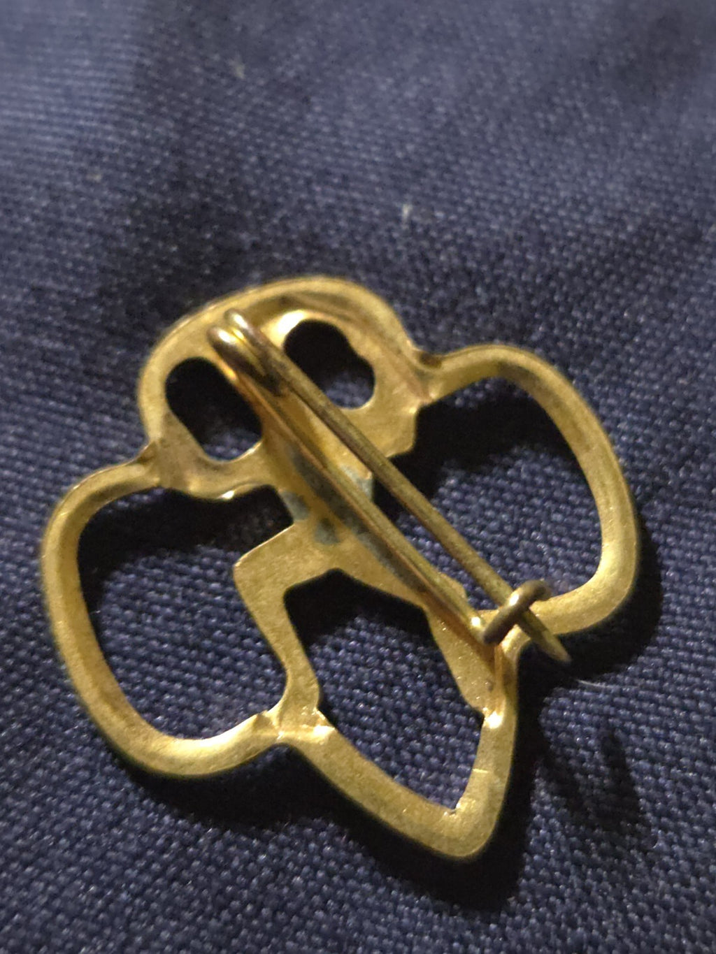 Vintage Girl Scout Brownie Membership Pin Trefoil Clover Gold Tone
