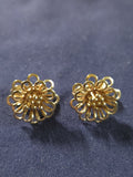 Vintage Estate Jewelry - Trifari Goldtone 3-D Flower Clip Earrings
