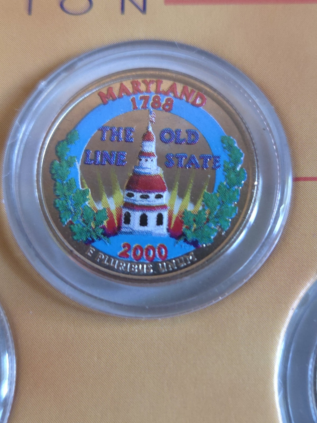 The Colorized State Quarter Collection (1999 NJ, GA, CT and 2000 MA, MD) UNCIRC