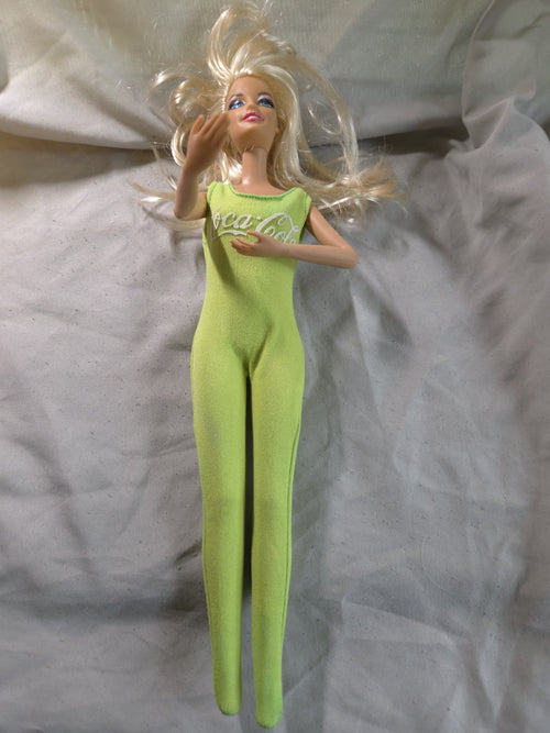 1990s Coca-Cola themed Barbie doll featuring a green bodysuit