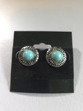Vintage Estate Jewelry - silver-tone stud earrings - round turquoise accents