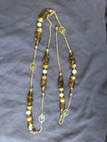 Vintage Estate Jewelry - 1970s Long Station Necklace - Beads And Flower Pendants