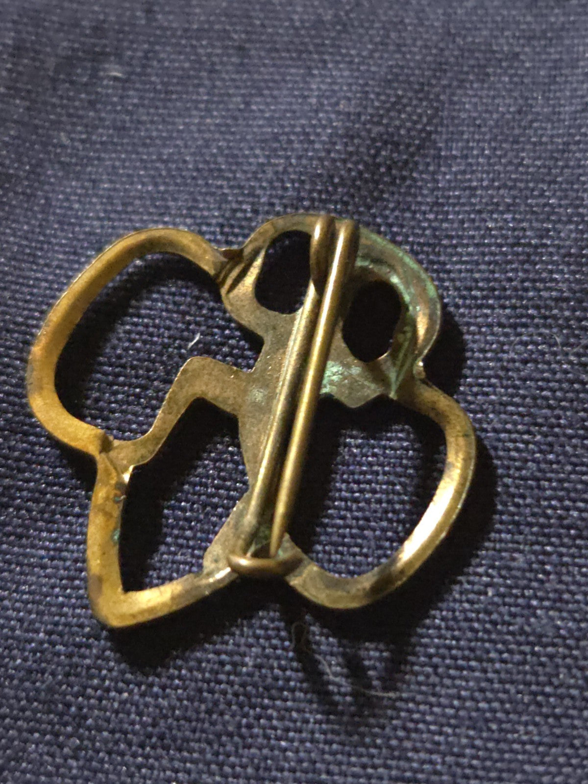 Vintage Girl Scout Brownie Membership Pin Trefoil Clover Gold Tone