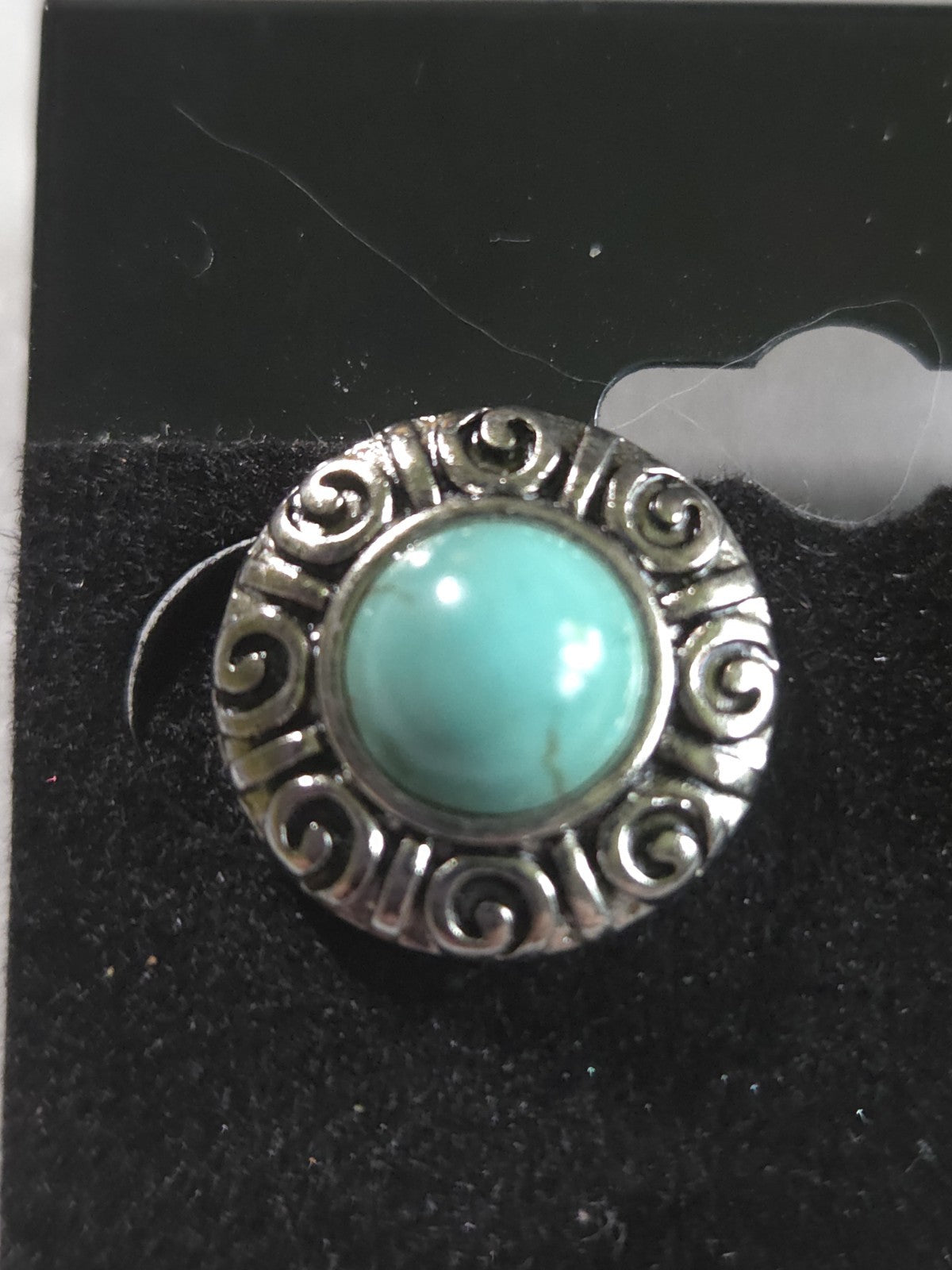 Vintage Estate Jewelry - silver-tone stud earrings - round turquoise accents