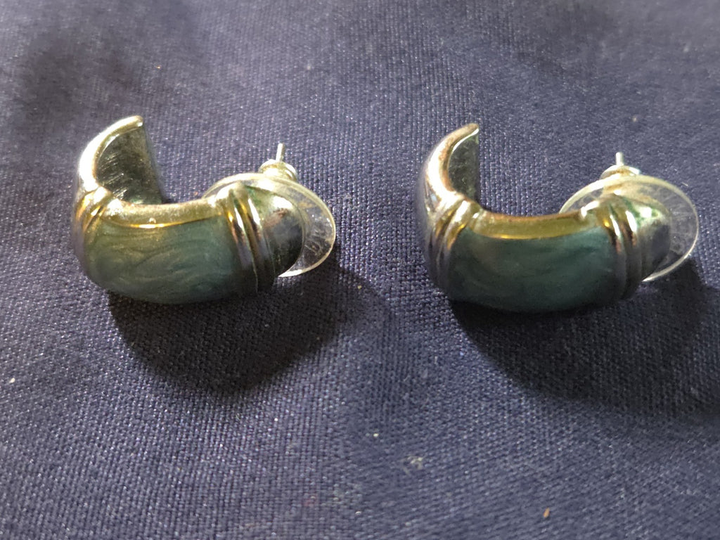 Vintage Estate Jewelry Blue And Silver Tone Earrings
