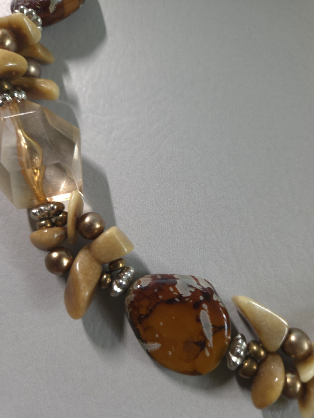 Vintage Estate Jewelry - women's amber glass bead necklace 14" Adjustable To 17"