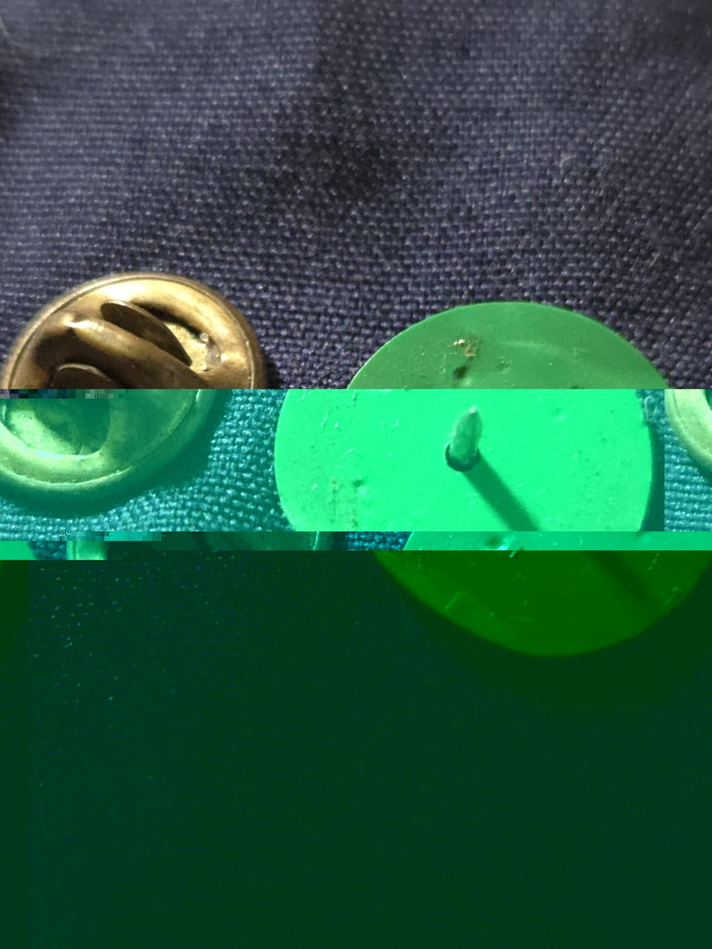 Vintage Brownie / Girl Scout Gold Star Membership Pin w/ Green Plastic Disc
