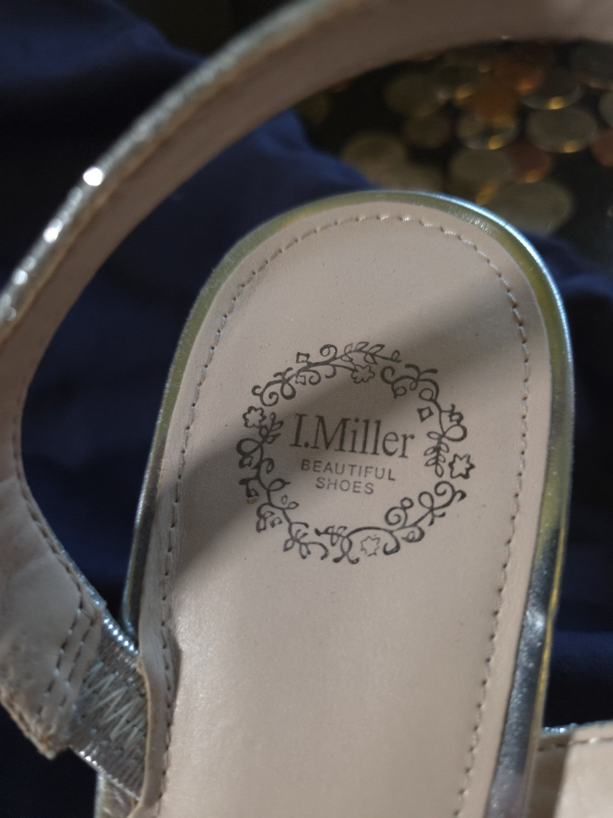 I.Miller Vintage Nalda Silver Size 9M  Open Toe Heels