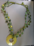 Vintage Estate Jewelry - green glass Multi Strand 22" statement necklace