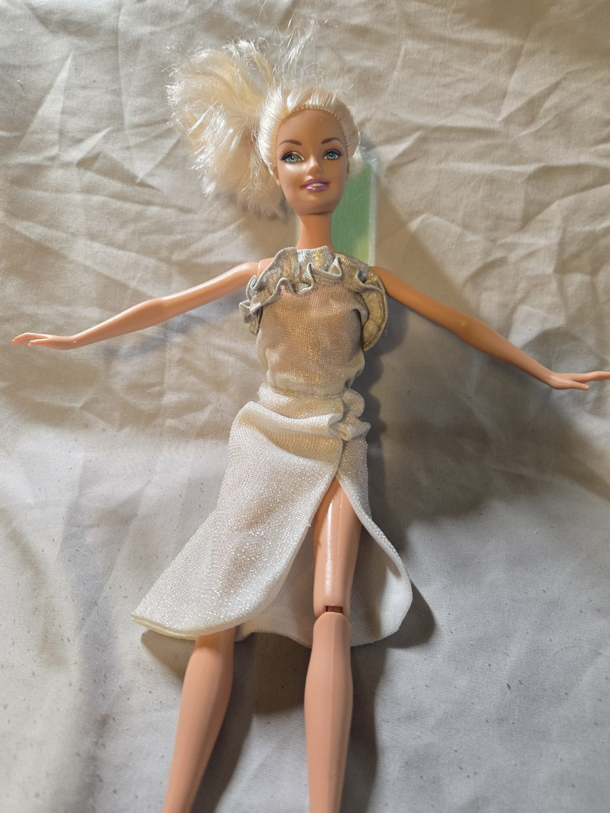 1998 Barbie Doll In A Silver Cocktail Dress Look City Shine