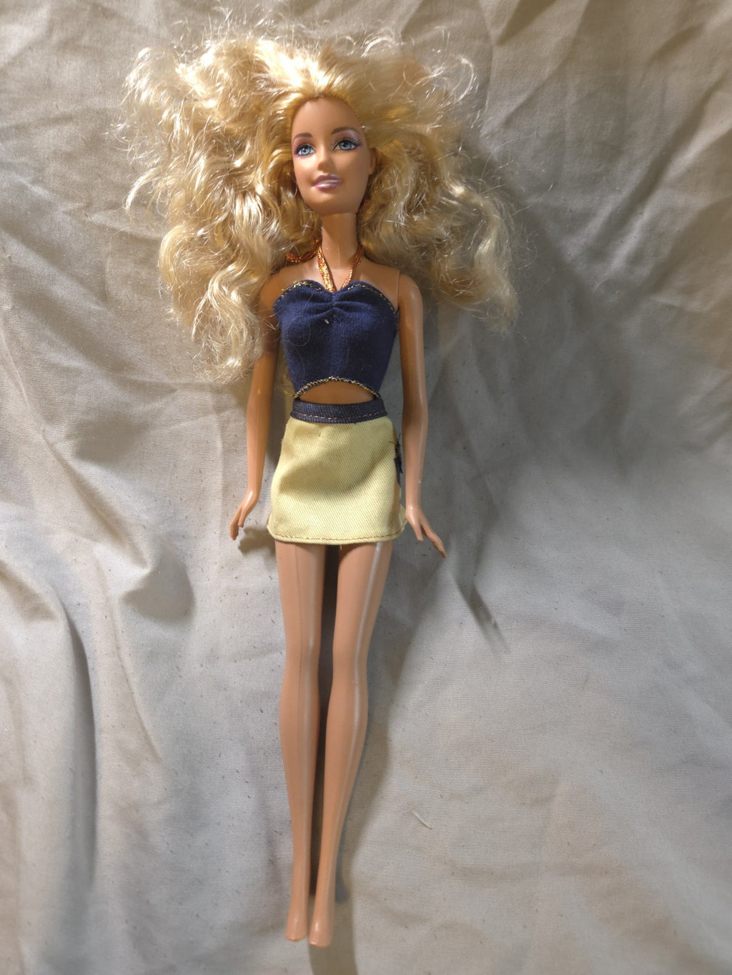 1998 Barbie With Yellow Floral Skirt And Blue Top