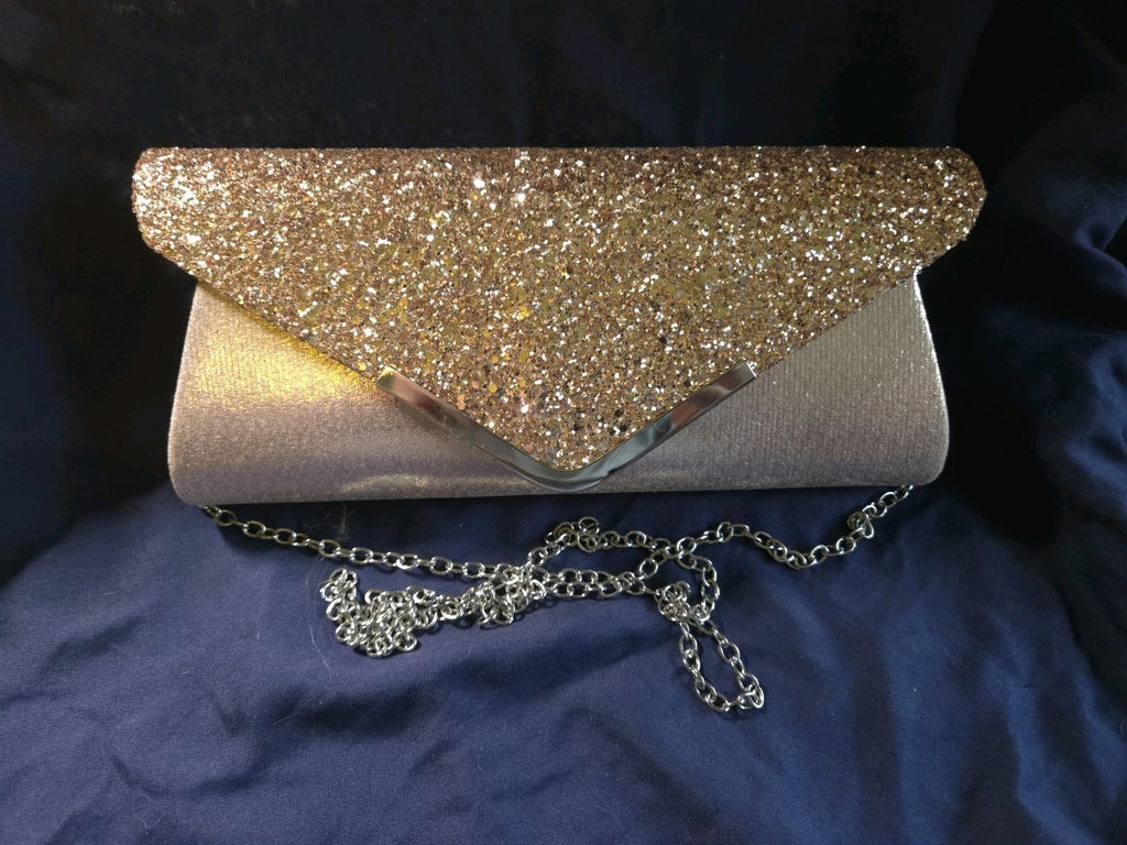 Dasein Blush Nude Envelope Clutch With Detachable Chain Glitter/Sequins 