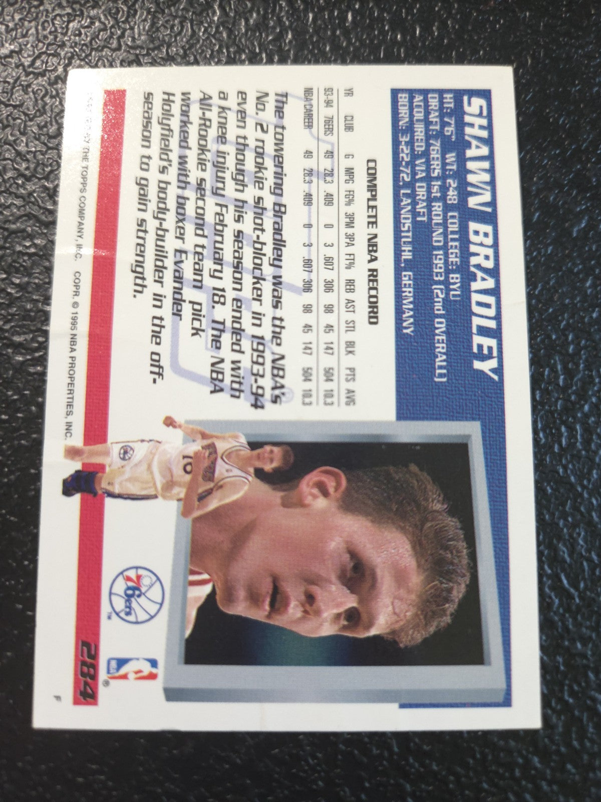 NBA - 1994-95 Topps - Shawn Bradley - #284 - Philadelphia 76ers - NM
