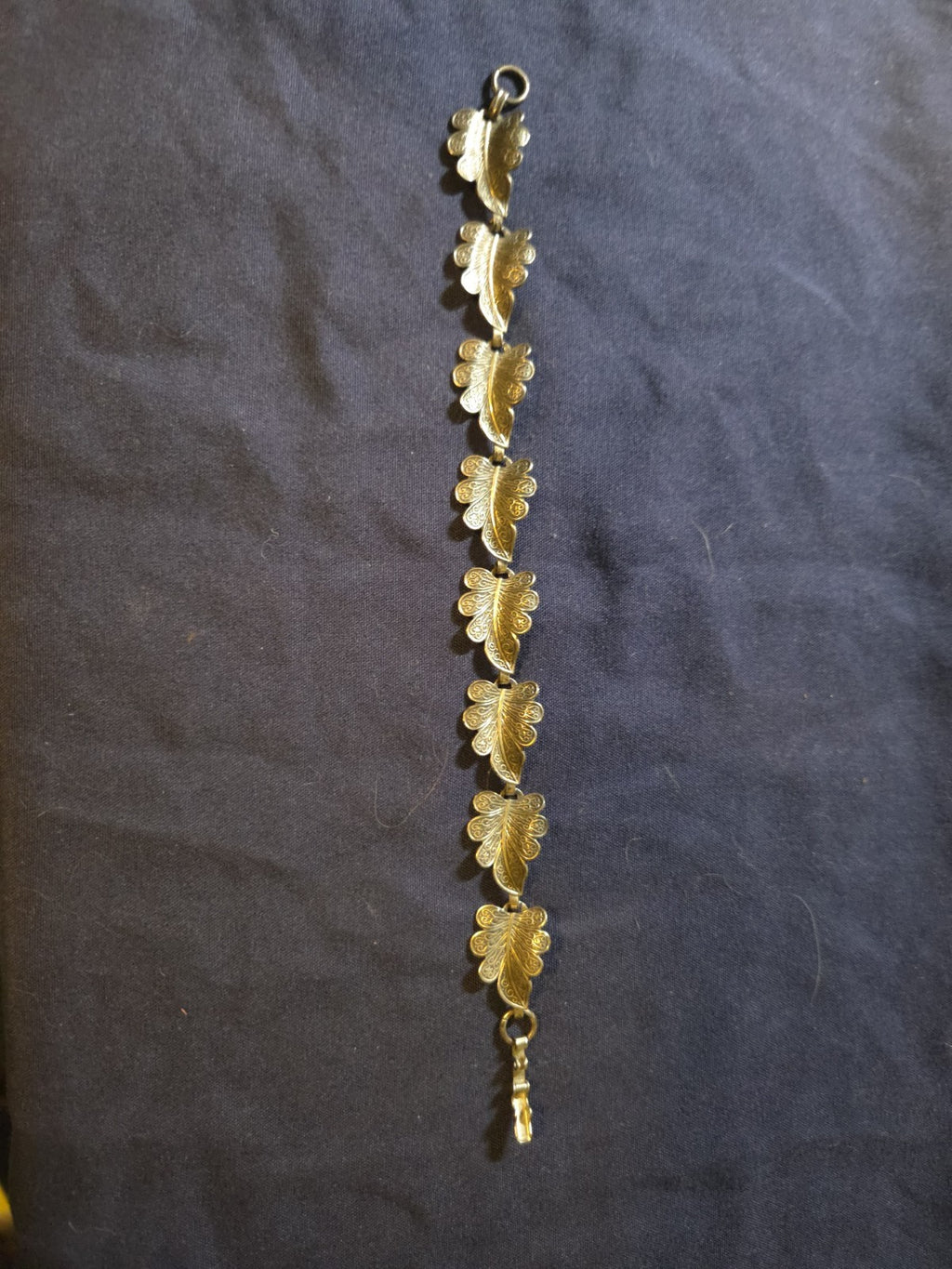 Vintage Estate Jewelry Sterling Silver Leaf Bracelet 7" 0.5 Oz. 925 Silver