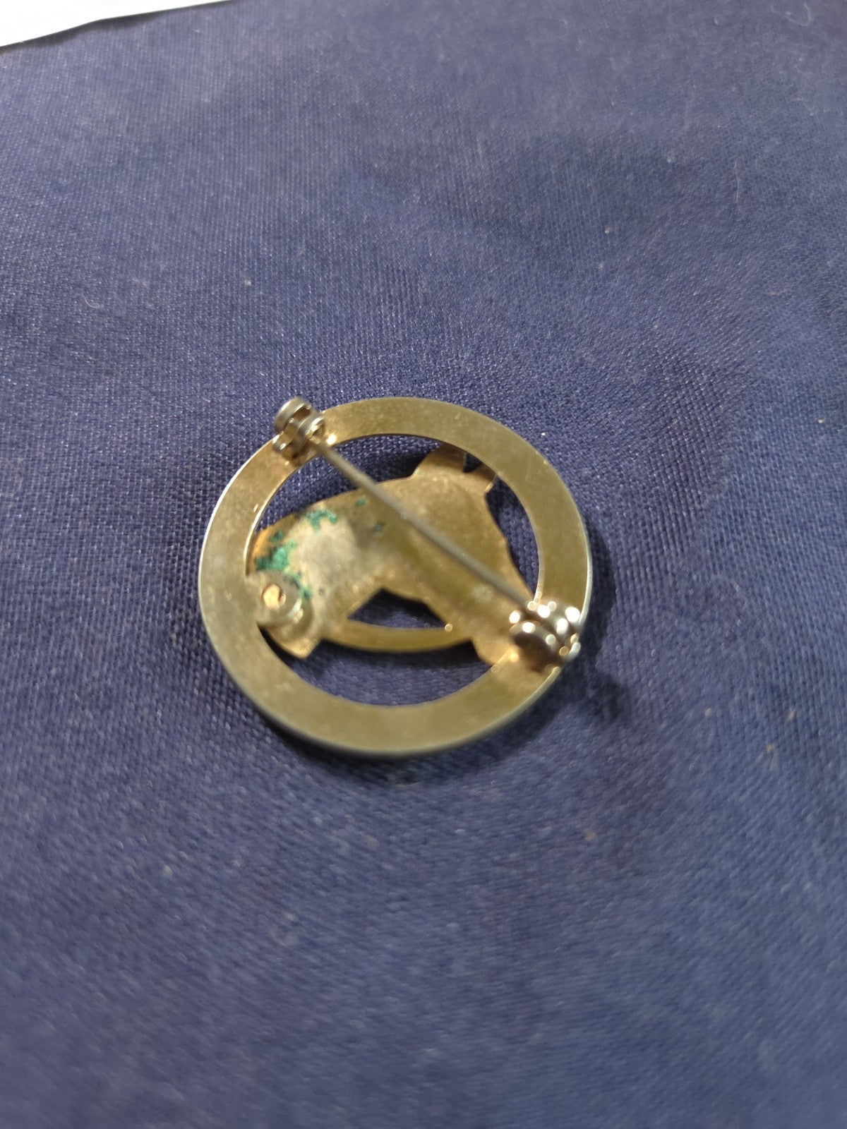 Vintahw Gold Tone and Brown Enamel Cloisonne Horse Head Brooch