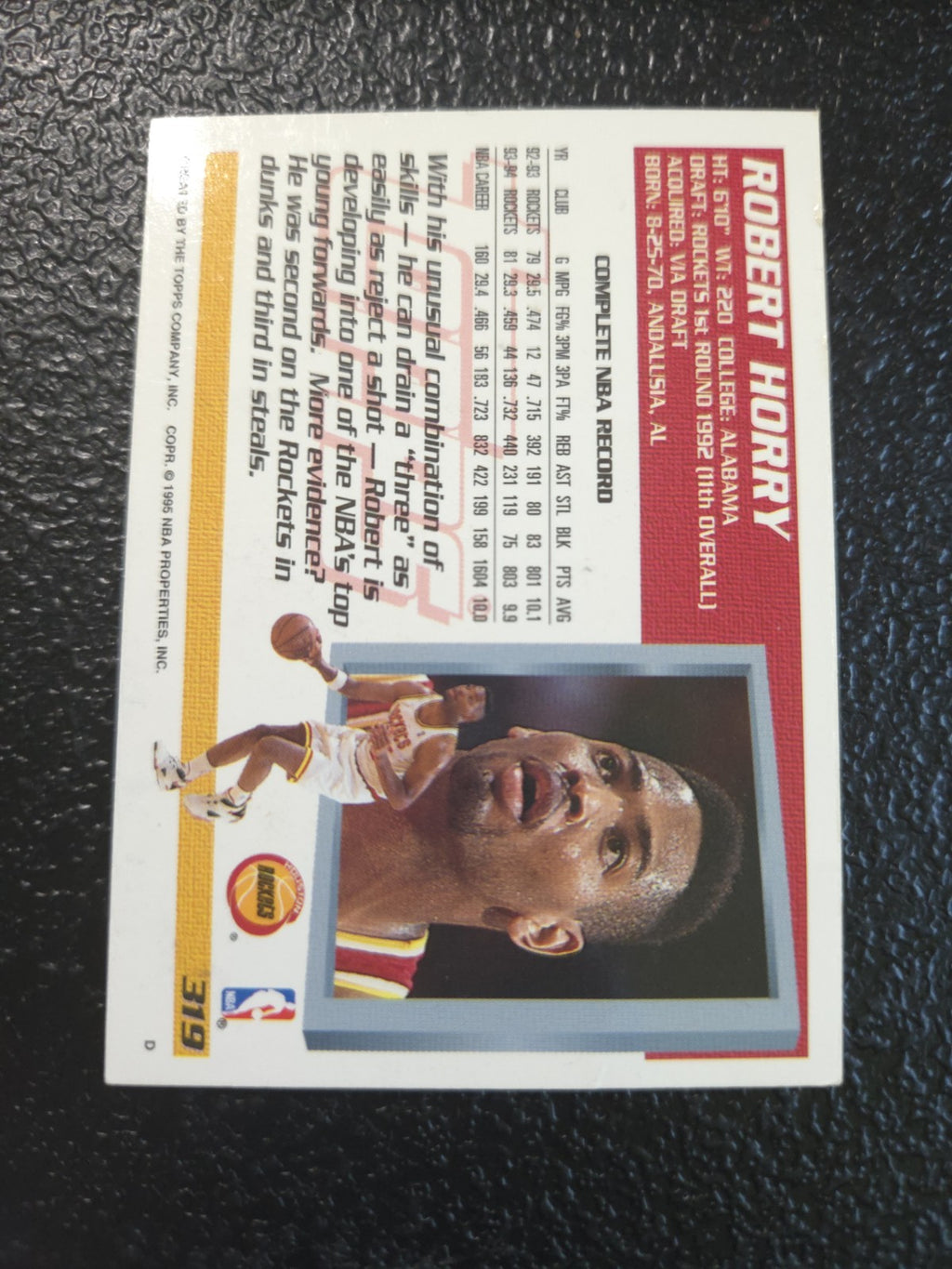 NBA - Robert Horry - 1994-95 Topps - #319 - Houston Rockets - NM