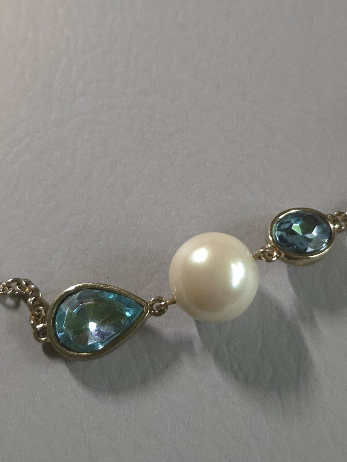 Vintage Estate Jewelry Ann Taylor Silver-tone 33" Necklace With Bluenstone...