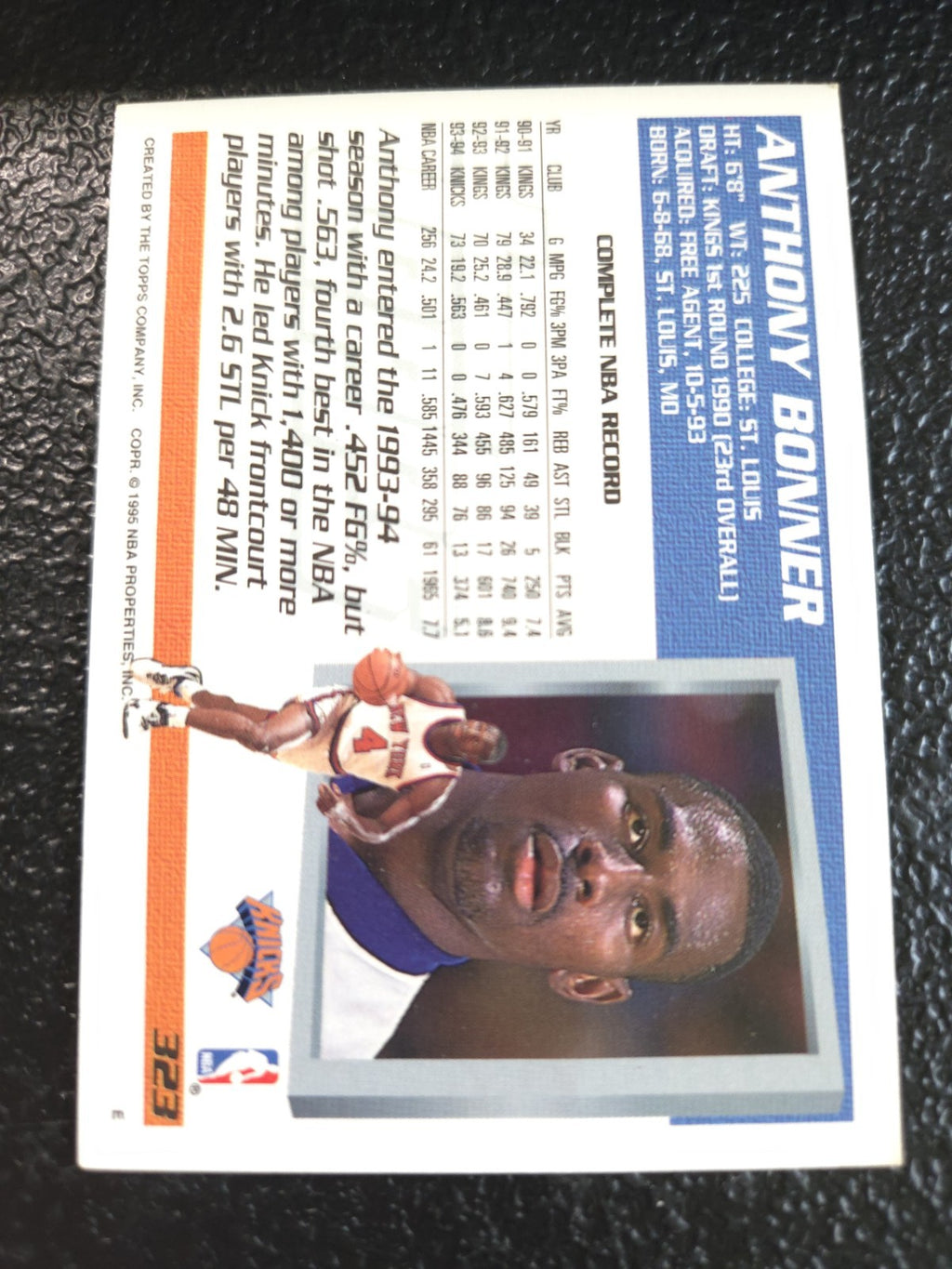 NBA - Anthony Bonner - 1994-95 Topps -  #323 - New York Knicks