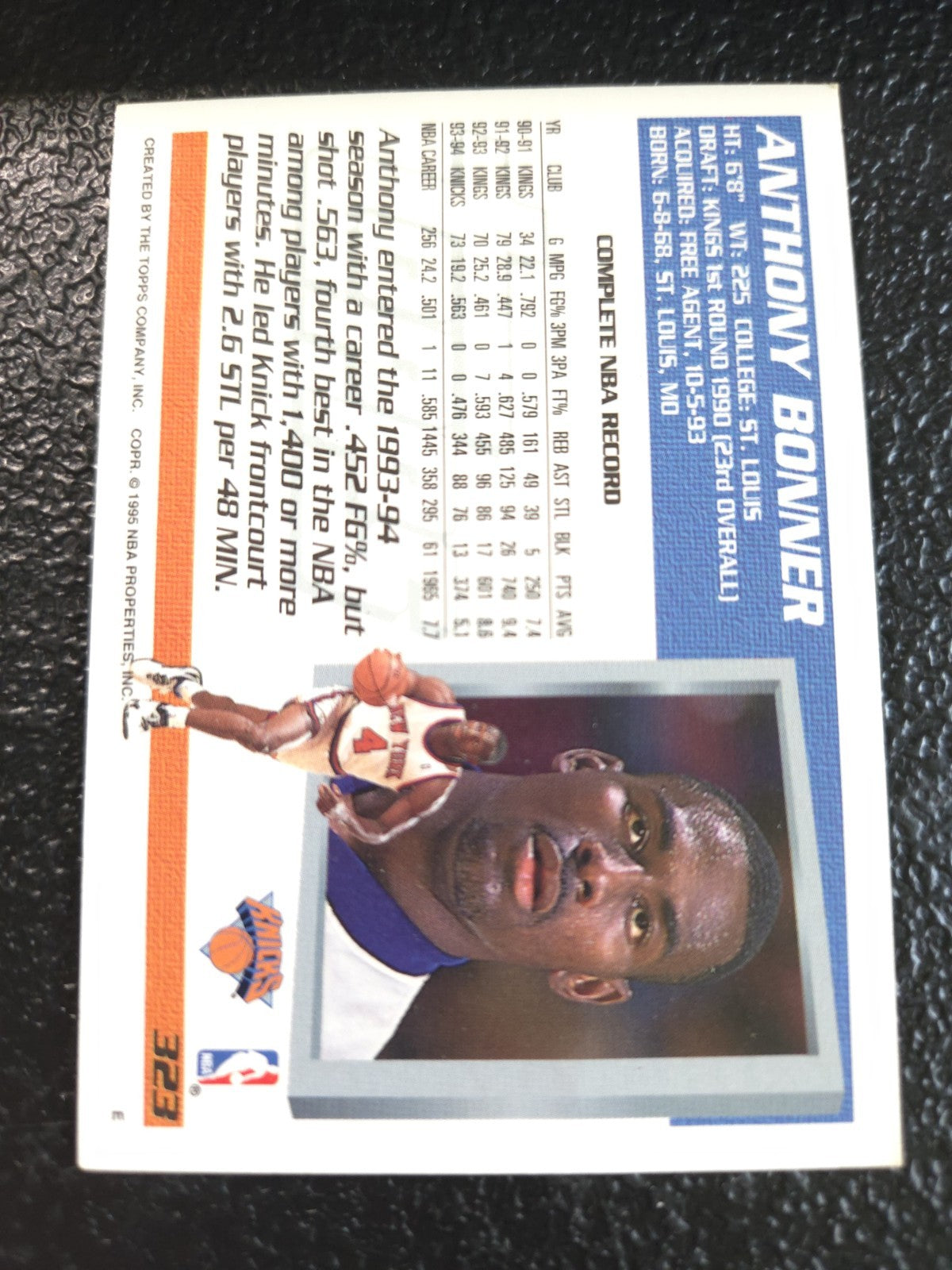 NBA - Anthony Bonner - 1994-95 Topps -  #323 - New York Knicks