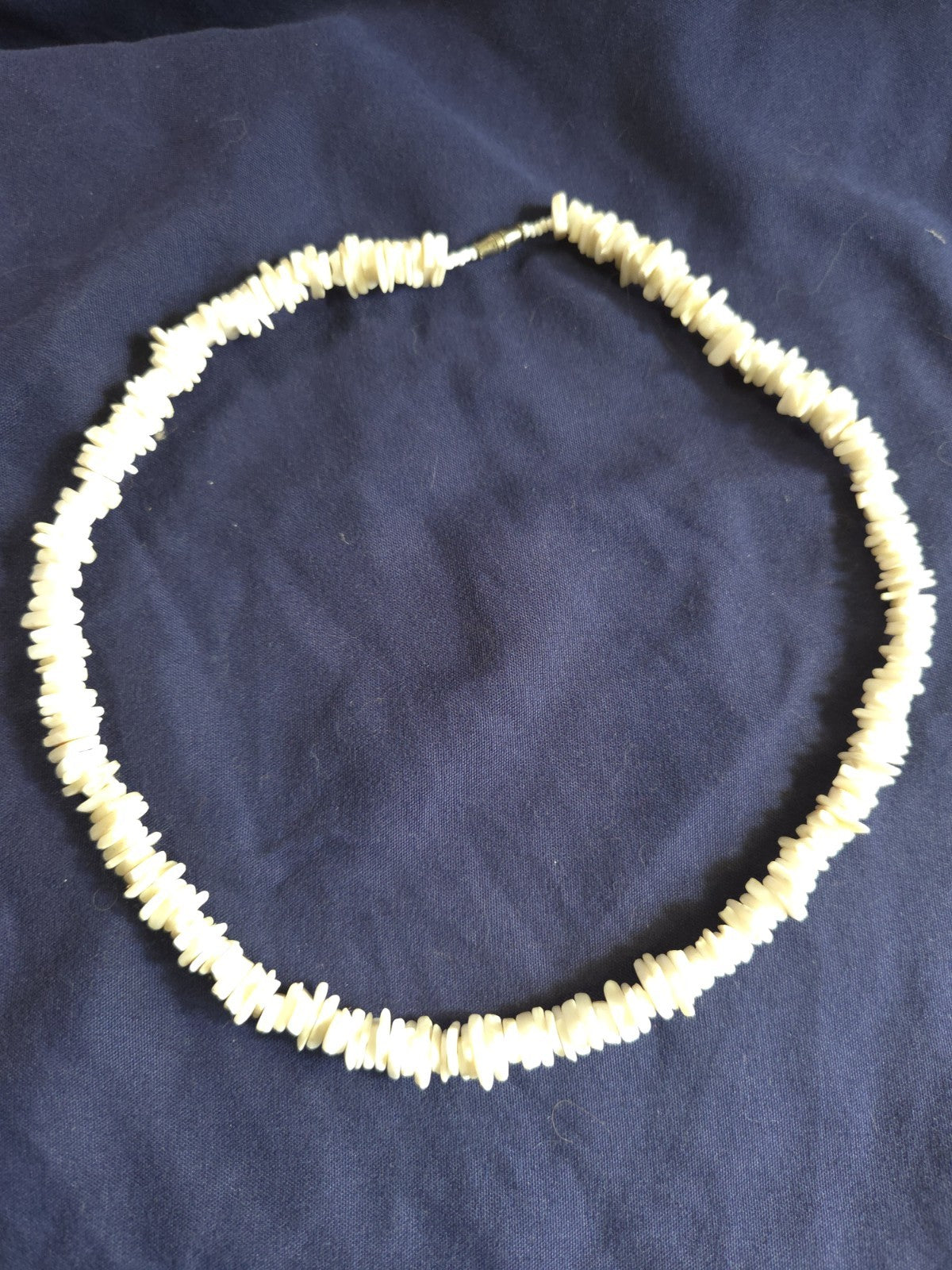Vintage Puka Shell Necklace Hawaiian Choker Surfer Genuine Tiger Shell 15.5”