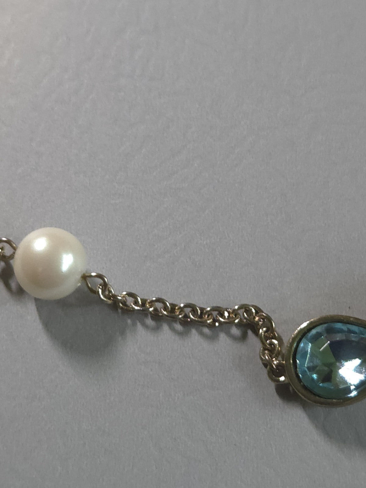 Vintage Estate Jewelry Ann Taylor Silver-tone 33" Necklace With Bluenstone...