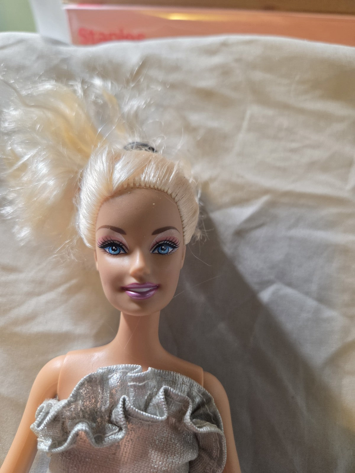 1998 Barbie Doll In A Silver Cocktail Dress Look City Shine