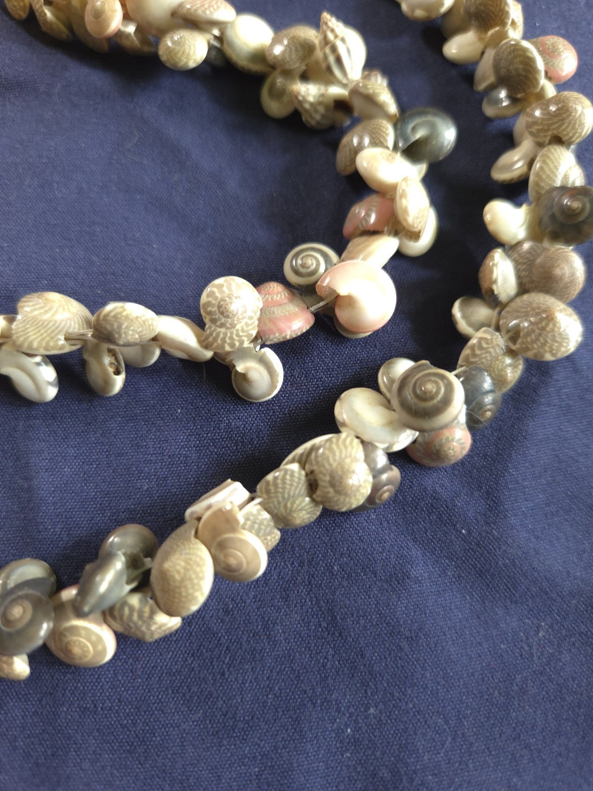 Vintage Estate Jewelry - Seashell Necklace 36" Pullover Mini Conch Shells