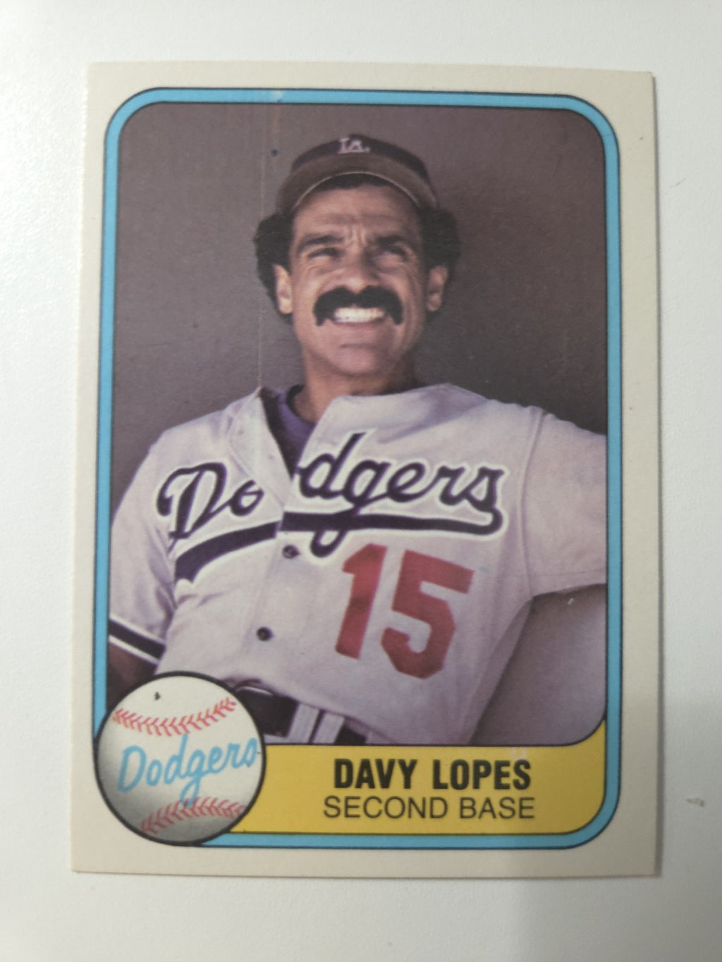MLB - 1981 Fleer - Davey Lopes - #114 - No Finger on Back - Los Angeles Dodgers