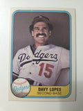 MLB - 1981 Fleer - Davey Lopes - #114 - No Finger on Back - Los Angeles Dodgers