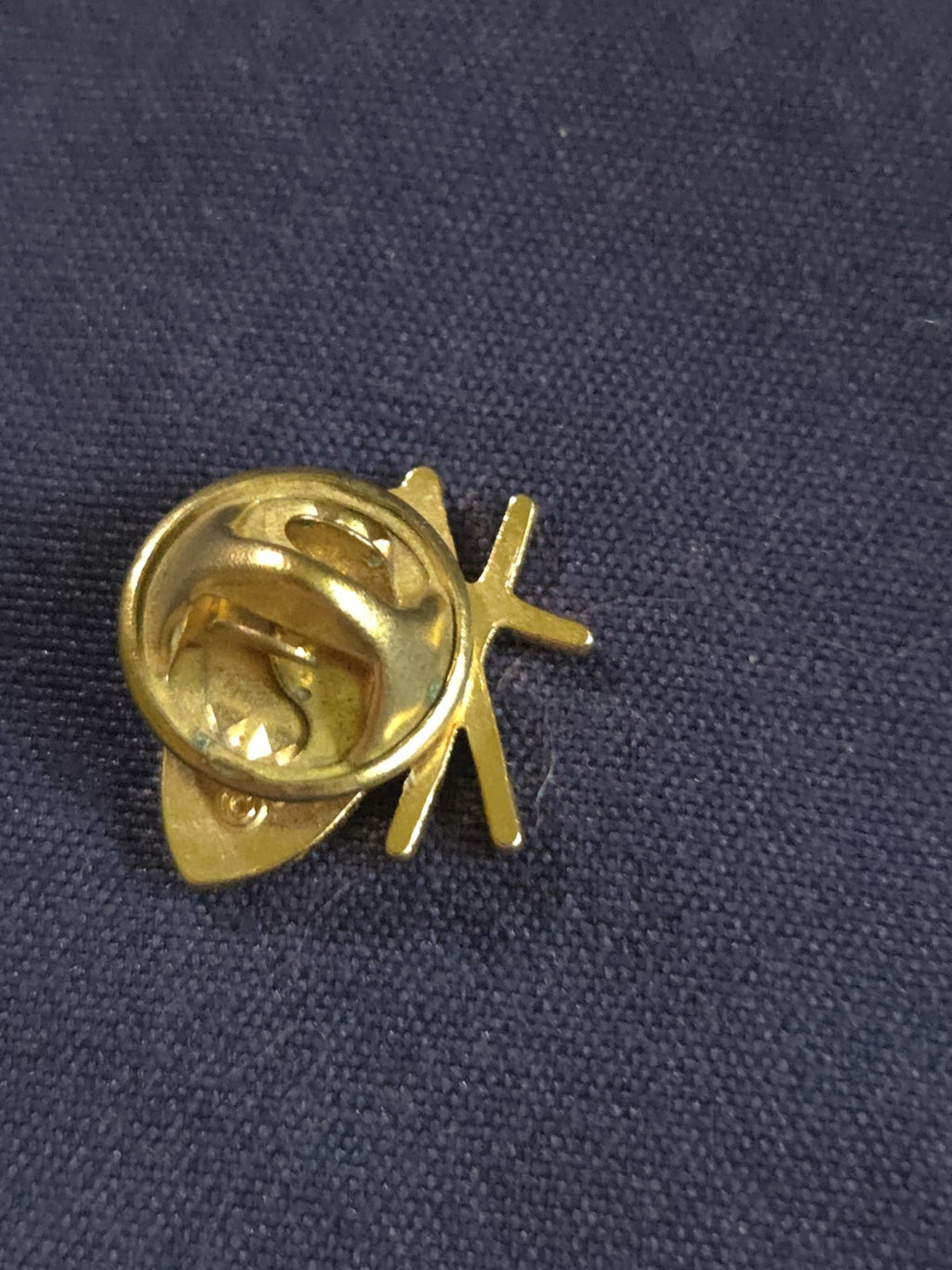 Doherty gold tone American flag and holy cross lapel pin