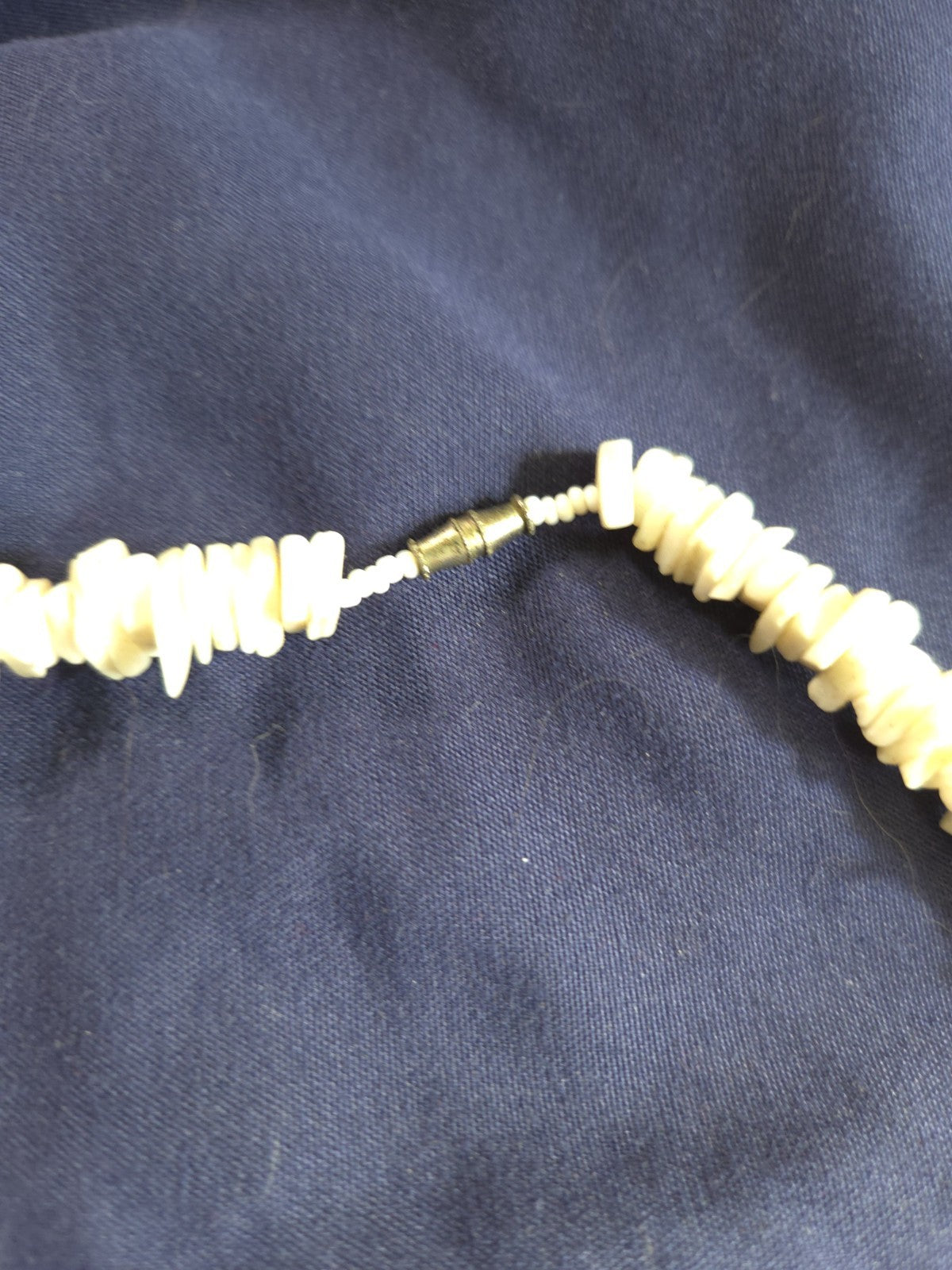 Vintage Puka Shell Necklace Hawaiian Choker Surfer Genuine Tiger Shell 15.5”
