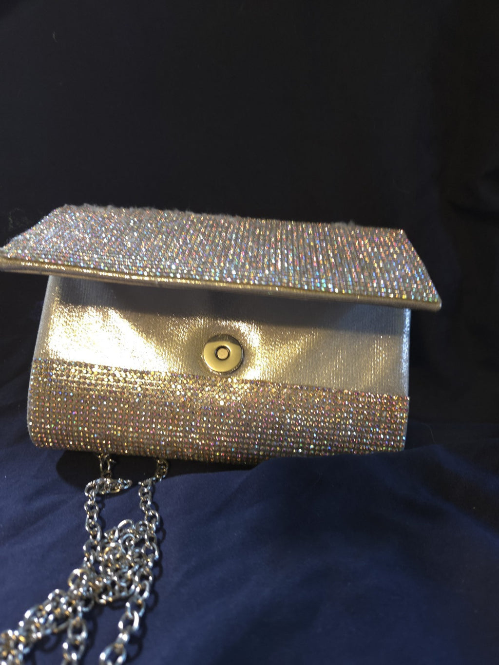 Jessica Mclintock Vintage Glitter/Sequins Clutch Purse With Detachable Chain