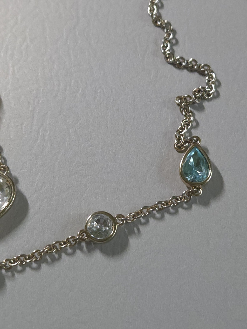 Vintage Estate Jewelry Ann Taylor Silver-tone 33" Necklace With Bluenstone...