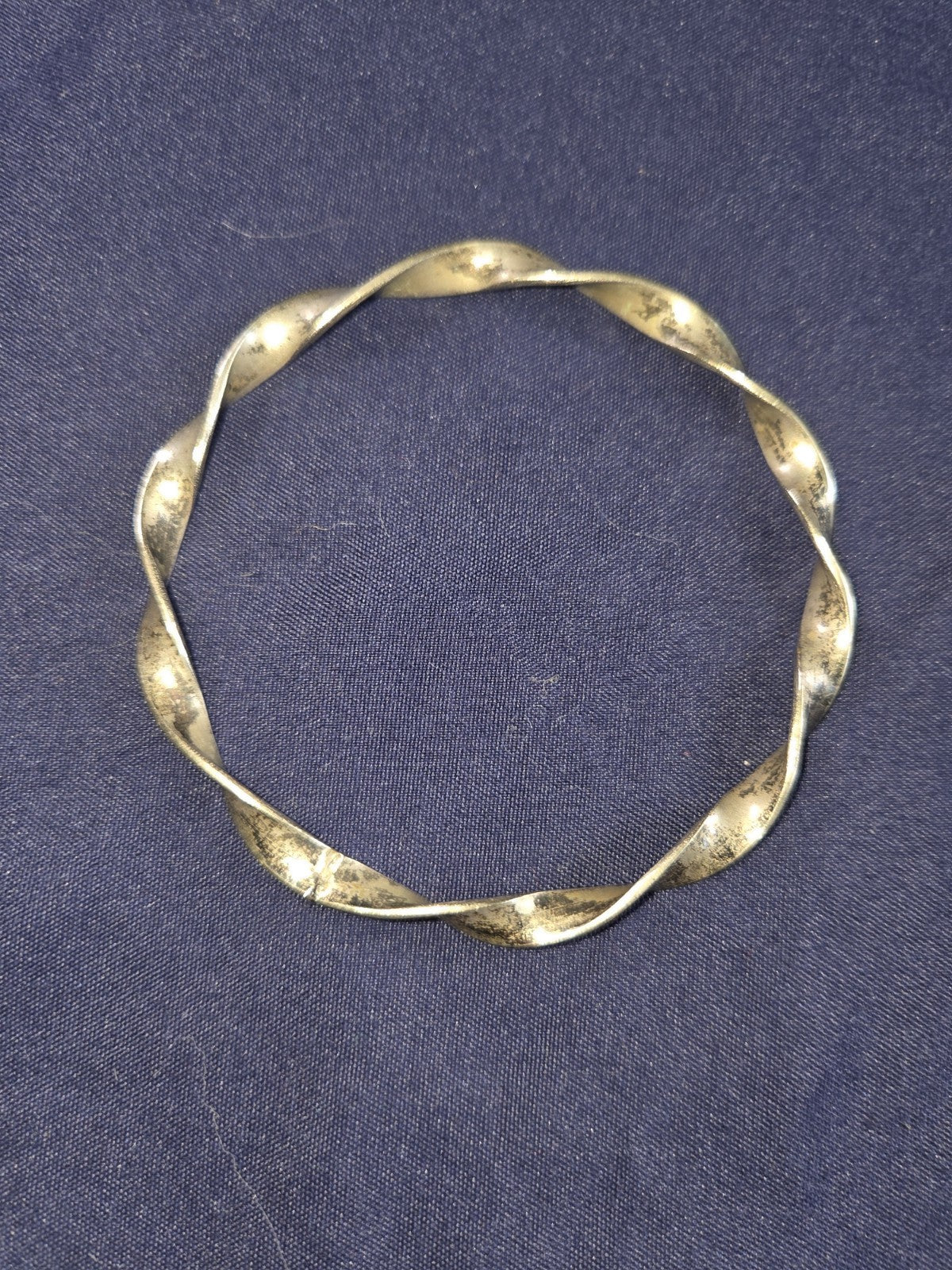 Vintage Estate Jewelry Silver-tone 3 Inch Wide Bangle Bracelet With Patina