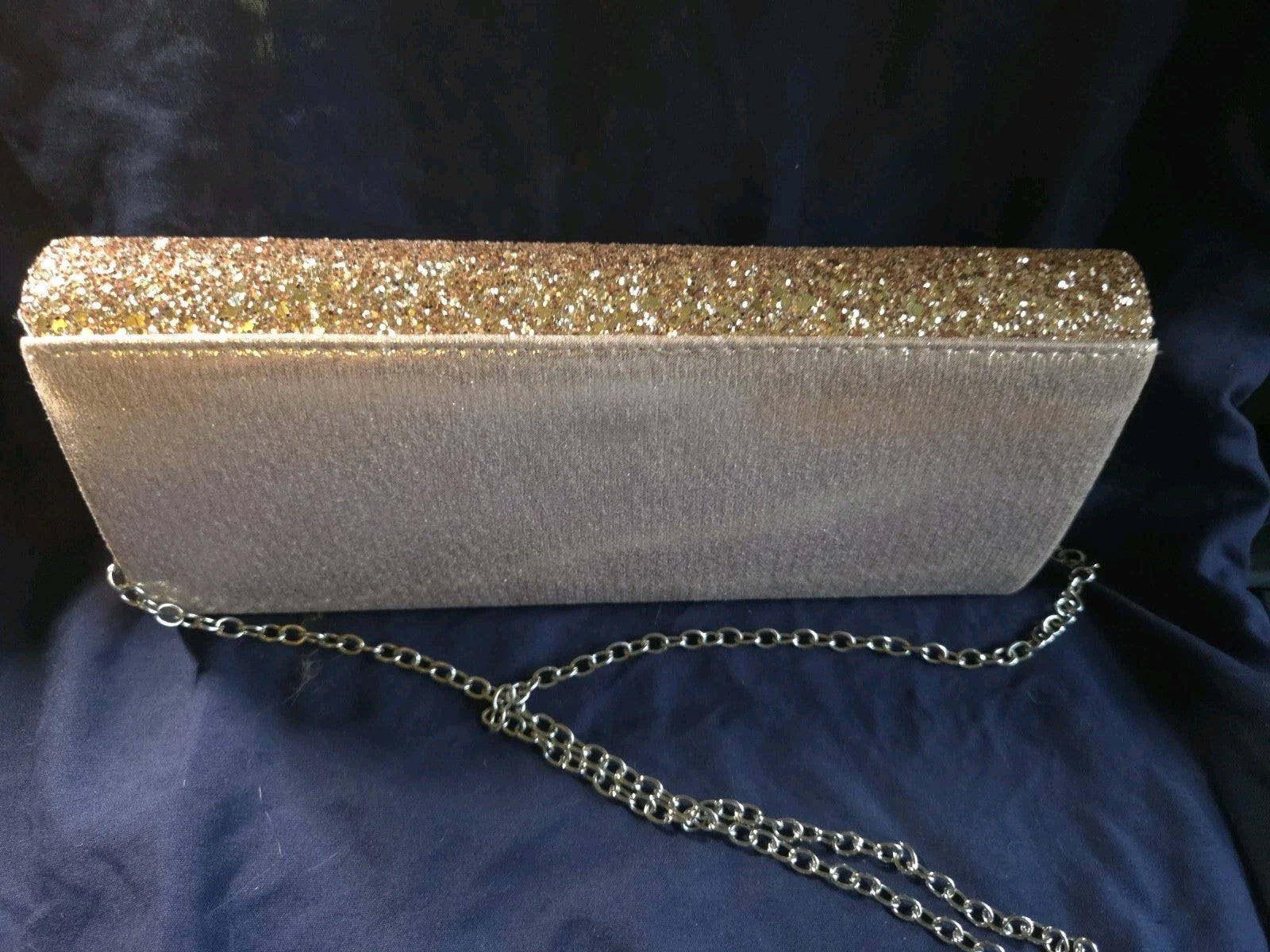 Dasein Blush Nude Envelope Clutch With Detachable Chain Glitter/Sequins 