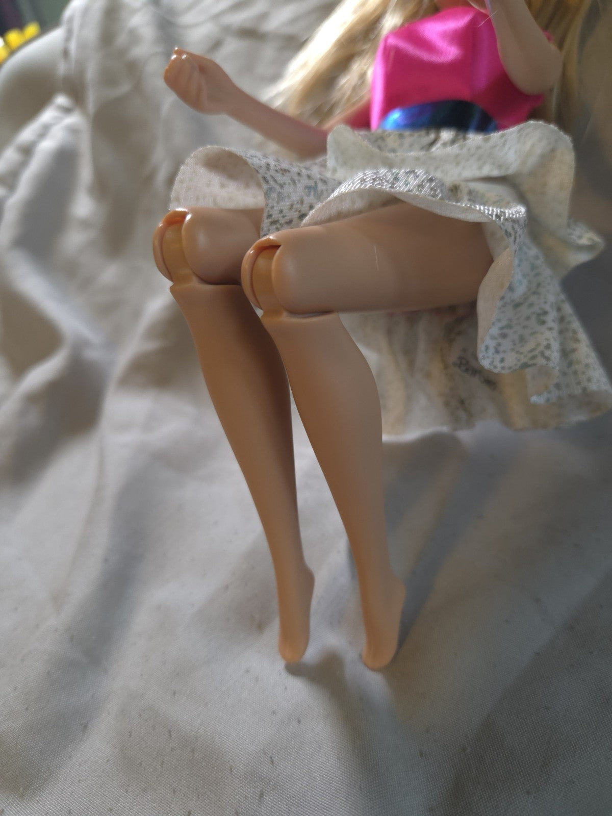 1998 Barbie Doll With Pink Top Blue Belt And Silver And White Skirt
