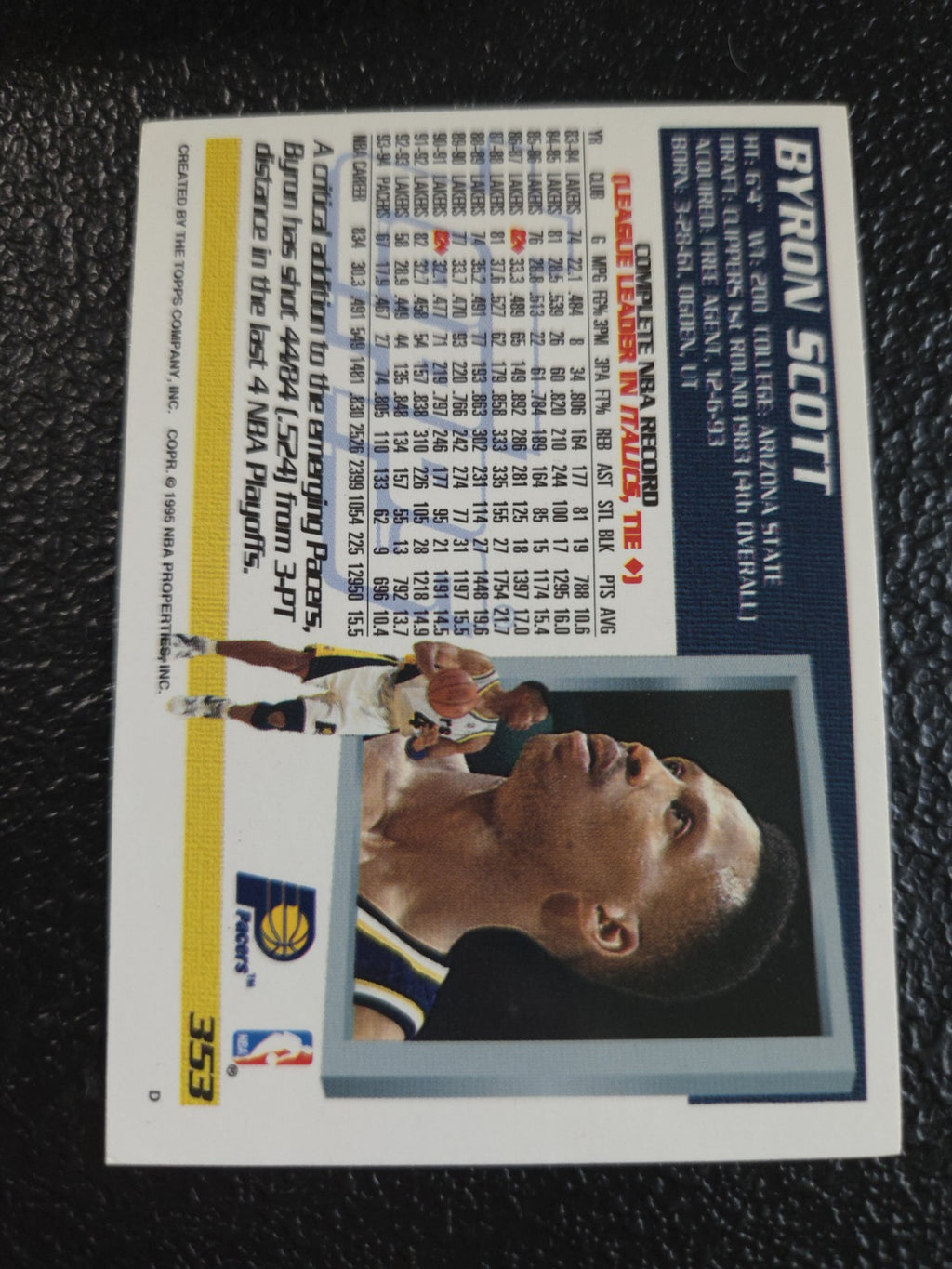 NBA - Byron Scott - 1994-95 Topps - #353 - Indiana Pacers - NM