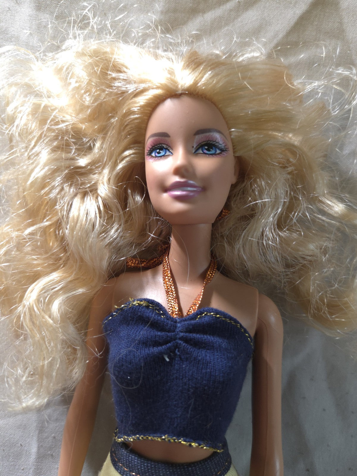 1998 Barbie With Yellow Floral Skirt And Blue Top